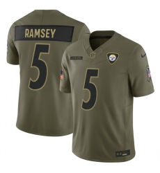 Men's Pittsburgh Steelers #5 Jalen Ramsey Olive 2025 F.U.S.E. Salute to Service Limited Football Stitched Jersey