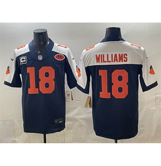 Men's Chicago Bears #18 Caleb Williams Navy White F.U.S.E. With 1-star C And VMH Throwback Limited Football Stitched Jersey