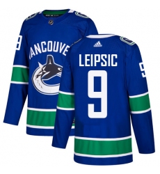 Youth Adidas Vancouver Canucks #9 Brendan Leipsic Authentic Blue Home NHL Jersey