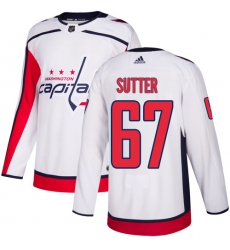 Men's Adidas Washington Capitals #67 Riley Sutter Authentic White Away NHL Jersey