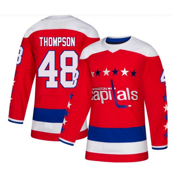 Men's Washington Capitals #48 Logan Thompson Authentic Red Alternate Jersey