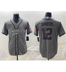 Men's Cleveland Browns #12 Shedeur Sanders Gray With Cool Base Stitched Baseball Jersey