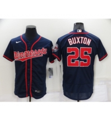 Men's Washington Nationals #25 Byron Buxtonon Navy Blue With Team Patch Stitched MLB Flex Base Jersey
