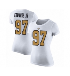 Football Women's New Orleans Saints #97 Mario Edwards Jr White Rush Pride Name & Number T-Shirt