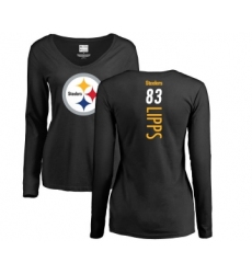 Football Women's Pittsburgh Steelers #83 Louis Lipps Black Backer Slim Fit Long Sleeve T-Shirt