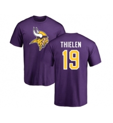 Football Minnesota Vikings #19 Adam Thielen Purple Name & Number Logo T-Shirt