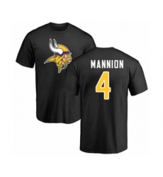 Football Minnesota Vikings #4 Sean Mannion Black Name & Number Logo T-Shirt
