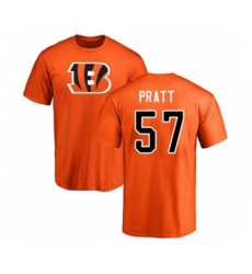 Football Cincinnati Bengals #57 Germaine Pratt Orange Name & Number Logo T-Shirt