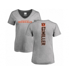 Football Women's Cincinnati Bengals #67 John Miller Ash Backer V-Neck T-Shirt
