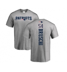 Football New England Patriots #54 Tedy Bruschi Ash Backer T-Shirt