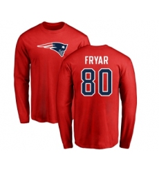 Football New England Patriots #80 Irving Fryar Red Name & Number Logo Long Sleeve T-Shirt