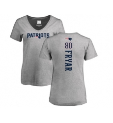 Football Women's New England Patriots #80 Irving Fryar Ash Backer V-Neck T-Shirt