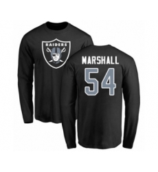 Football Oakland Raiders #54 Brandon Marshall Black Name & Number Logo Long Sleeve T-Shirt