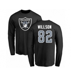 Football Oakland Raiders #82 Luke Willson Black Name & Number Logo Long Sleeve T-Shirt