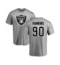 Football Oakland Raiders #90 Johnathan Hankins Ash Name & Number Logo T-Shirt