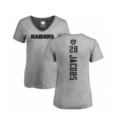 Football Women's Oakland Raiders #28 Josh Jacobs Black Name & Number Logo Long Sleeve T-Shirt