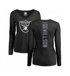 Football Women's Oakland Raiders #82 Luke Willson Black Backer Long Sleeve T-Shirt
