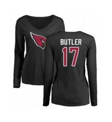 Football Women's Arizona Cardinals #17 Hakeem Butler Black Name & Number Logo Long Sleeve T-Shirt