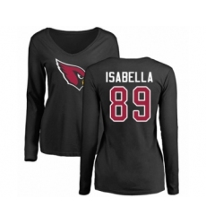 Football Women's Arizona Cardinals #89 Andy Isabella Black Name & Number Logo Long Sleeve T-Shirt