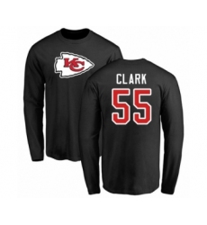 Football Kansas City Chiefs #55 Frank Clark Black Name & Number Logo Long Sleeve T-Shirt