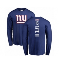 Football New York Giants #15 Golden Tate III Royal Blue Backer Long Sleeve T-Shirt