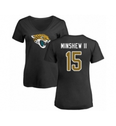 Football Women's Jacksonville Jaguars #15 Gardner Minshew II Black Name & Number Logo Slim Fit T-Shirt