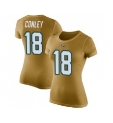 Football Women's Jacksonville Jaguars #18 Chris Conley Gold Rush Pride Name & Number T-Shirt