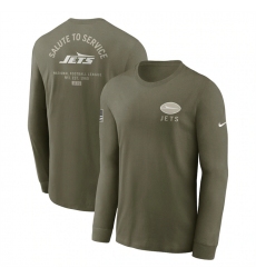 Men's New York Jets Olive 2025 Salute to Service Sideline Long Sleeve T-Shirt