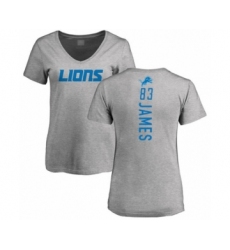 Football Women's Detroit Lions #83 Jesse James Ash Backer T-Shirt