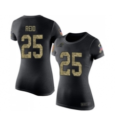 Football Women's Carolina Panthers #25 Eric Reid Black Camo Salute to Service T-Shirt