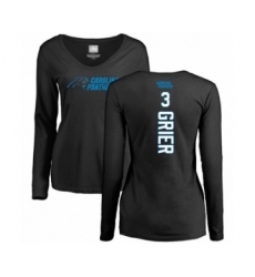 Football Women's Carolina Panthers #3 Will Grier Black Backer Slim Fit Long Sleeve T-Shirt