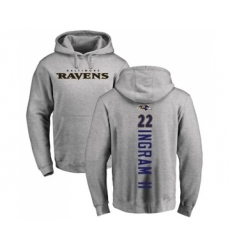 Football Baltimore Ravens #22 Mark Ingram II Ash Backer Pullover Hoodie