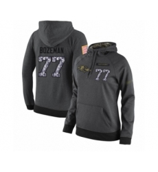 Football Women's Baltimore Ravens #77 Bradley Bozeman Stitched Black Anthracite Salute to Service Player Performance Hoodie