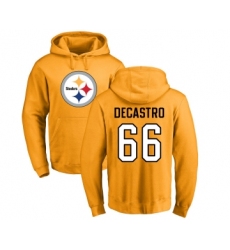 Football Pittsburgh Steelers #66 David DeCastro Gold Name & Number Logo Pullover Hoodie