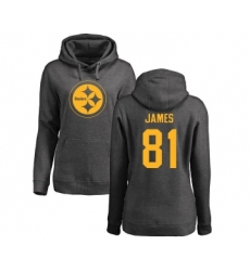 Football Women's Pittsburgh Steelers #81 Jesse James Ash One Color Pullover Hoodie