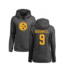 Football Women's Pittsburgh Steelers #9 Chris Boswell Ash One Color Pullover Hoodie
