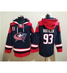 Men's Columbus Blue Jackets #93 Jakub Voracek Navy Ageless Must-Have Lace-Up Pullover Hockey Hoodie