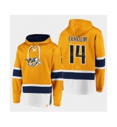 Men's Nashville Predators #14 Mattias Ekholm Gold Ageless Must-Have Lace-Up Pullover Hoodie