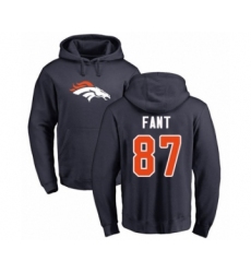 Football Denver Broncos #87 Noah Fant Navy Blue Name & Number Logo Pullover Hoodie