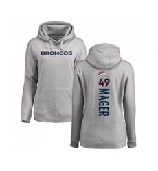 Football Women's Denver Broncos #49 Craig Mager Ash Backer Pullover Hoodie