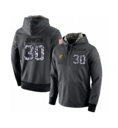 Football Men's Cleveland Browns #30 D'Ernest Johnson Stitched Black Anthracite Salute to Service Player Performance Hoodie