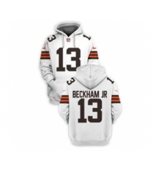 Men's Cleveland Browns #13 Odell Beckham Jr. 2021 White Pullover Football Hoodie