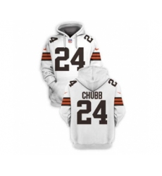 Men's Cleveland Browns #24 Nick Chubb 2021 White Pullover Football Hoodie
