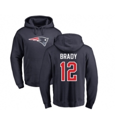 Football New England Patriots #12 Tom Brady Navy Blue Name & Number Logo Pullover Hoodie