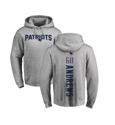 Football New England Patriots #60 David Andrews Ash Backer Pullover Hoodie