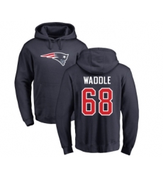 Football New England Patriots #68 LaAdrian Waddle Navy Blue Name & Number Logo Pullover Hoodie