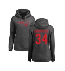 Football Women's New England Patriots #34 Rex Burkhead Ash One Color Pullover Hoodie