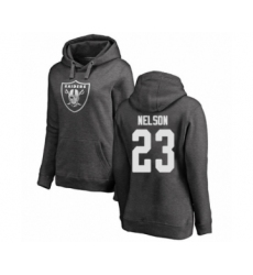 Football Women's Oakland Raiders #23 Nick Nelson Ash One Color Pullover Hoodie