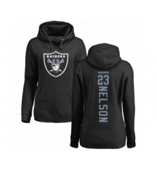 Football Women's Oakland Raiders #23 Nick Nelson Black Backer Pullover Hoodie