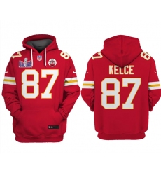 Men's Kansas City Chiefs #87 Travis Kelce Red Super Bowl LVIII Limited Edition Hoodie